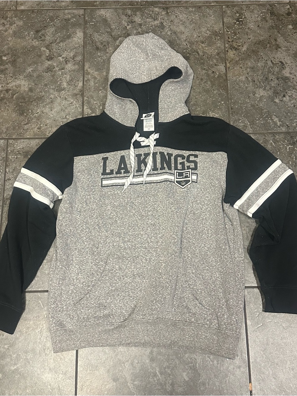 NHL LA Kings Gray and Black Pullover Hoodie
